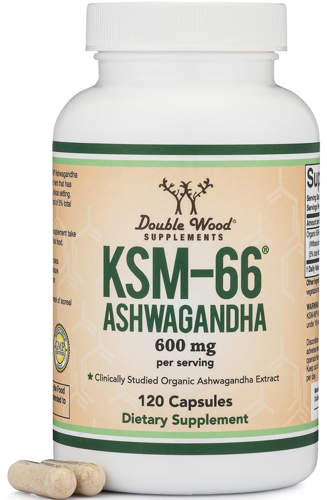 KSM-66 Ashwagandha Root Extract, 600mg, Organic, 120 Capsules