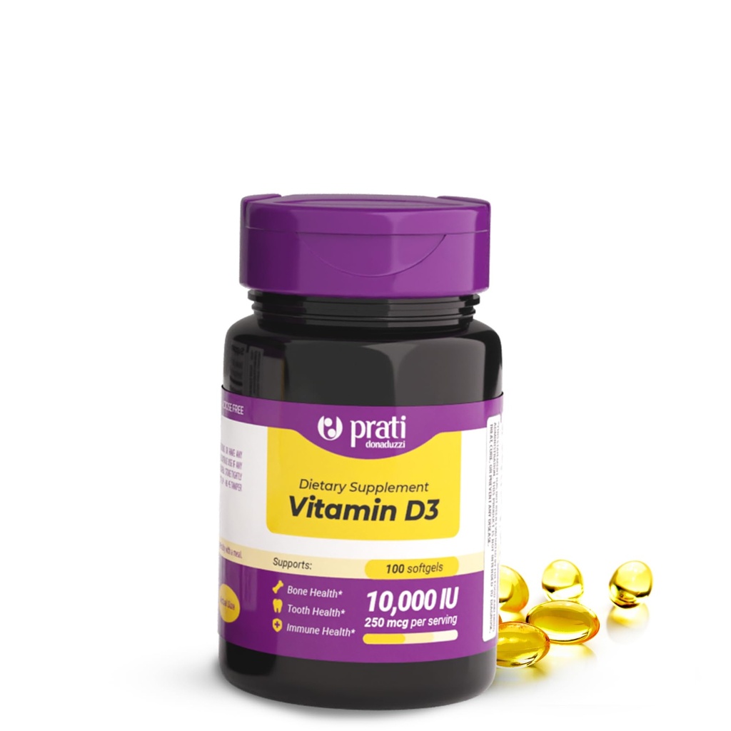 Prati Donaduzzi Vitamin D3 10,000 IU (250 mcg) Softgels 100 Daily Supply – Maximum Potency Vitamin D – Supplement for Bone and Teeth Support