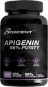 Apigenin Supplement 100mg from Chamomile Extract 120 Count - 98% purity- Apigenin Supplement for Sleep, Mood, Cognition, Prostate health - Excellent sleep aid, Non-GMO, No Fillers - 4-Month Supply