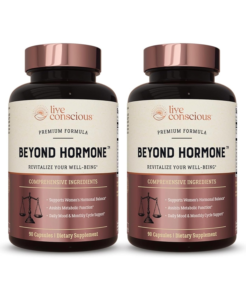 Live Conscious Beyond Hormone Daily Menopause & PMS Supplement - Metabolism Support & Healthy Estrogen Balance for Women - Berberine, DIM, Chaste Tree Berry, Maca Root, Myo & D-Chiro-Inositol - 90 Ct.