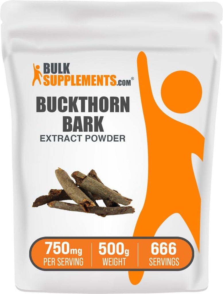 BulkSupplements.com Buckthorn Bark Extract Powder - Buckthorn Bark Powder, Herbal Supplement - Vegan & Gluten Free, 750mg per Serving, 500g (1.1 lbs) (Pack of 1)