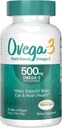 OVEGA-3 Plant-Based Omega-3 from Algal Oil Daily Supplement, 500mg, Supports Brain, Eye & Heart Health, Two mini softgels per Day, 60 Count