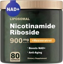 NAD Supplement - NAD Nicotinamide Riboside 900 mg, Resveratrol, Quercetin - NAD Supplement for Anti-Aging, Energy, Focus - 80 Capsules