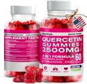 Quercetin Gummies - 2500MG with Bromelain, L-Theanine & Zinc Vegan Immune Support Supplement for Kids & Adults - Allergy Relief & Lung Health