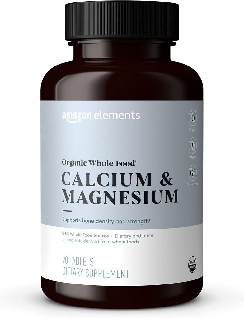   Elements - Organic Whole Food Calcium & Magnesium, Vegan, Gluten Free, 90 tablets
