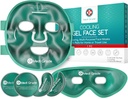 Medi Grade Cooling Ice Face Mask and Cooling Eye Mask for Puffy Eyes & Migraine Relief - Self Care Face Ice Pack with ChillGel Face Ice Mask Technology - Cooling Face Mask, Eye Pads and Bag