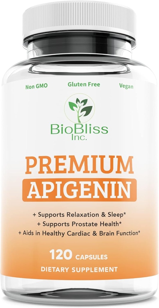 Apigenin Supplement– 50mg 120 Caps, 4 Month Supply-Potent Bioflavonoid & Antioxidant.*Sleep aid for Relaxation, Prostate Health & More* Non-GMO -Gluten Free- Vegan