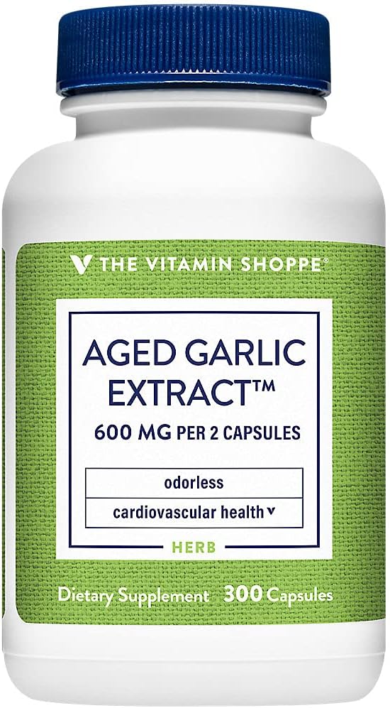 The Vitamin Shoppe Odorless Aged Garlic Extract - Supports Cardiovascular Health - 600 MG (300 Capsules)