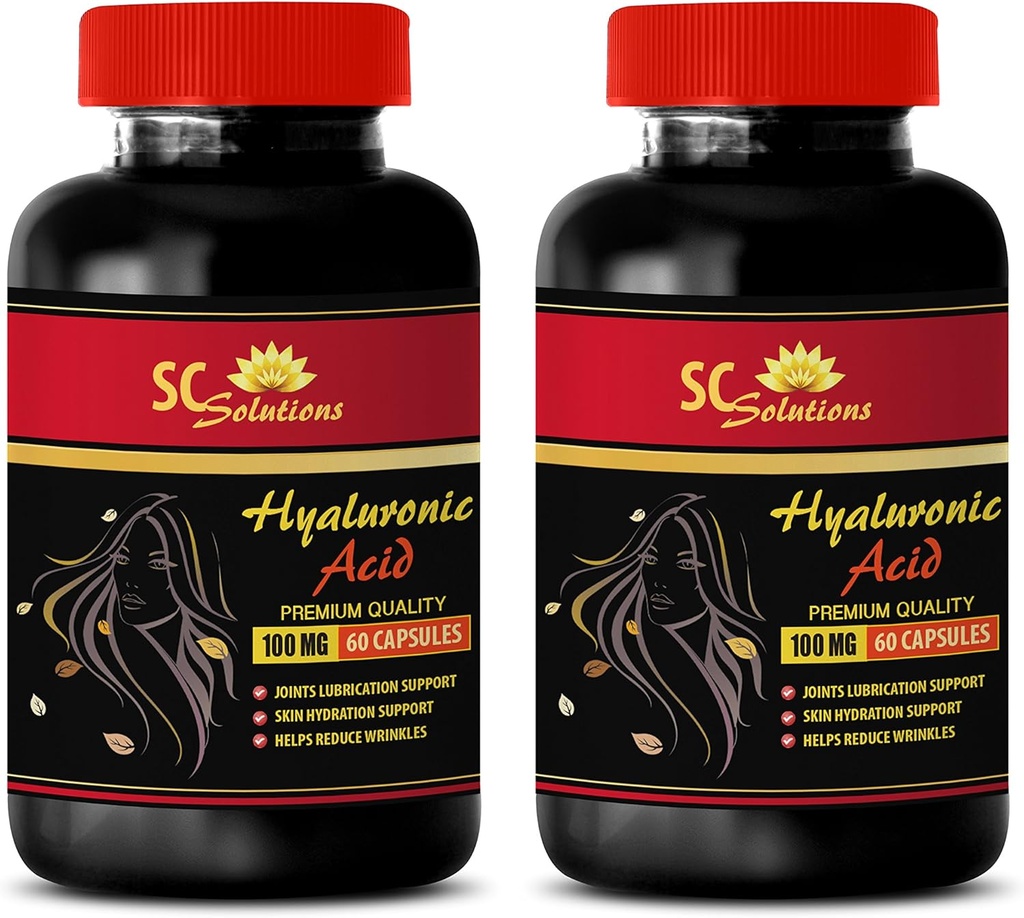 Anti Aging Capsules for face - HYALURONIC Acid Pills 100 mg - hyaluronic Acid Supplements for Eyes - 2 Bottles 120 Capsules