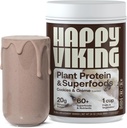 Happy Viking Cookies and Cream Plant Protein Powder, Created by Venus Williams, 20G Protein, Low Carb, Keto, Vegan, Gluten-Free, Non-GMO, Superfoods, Complete Meal Replacement, 1 Canister