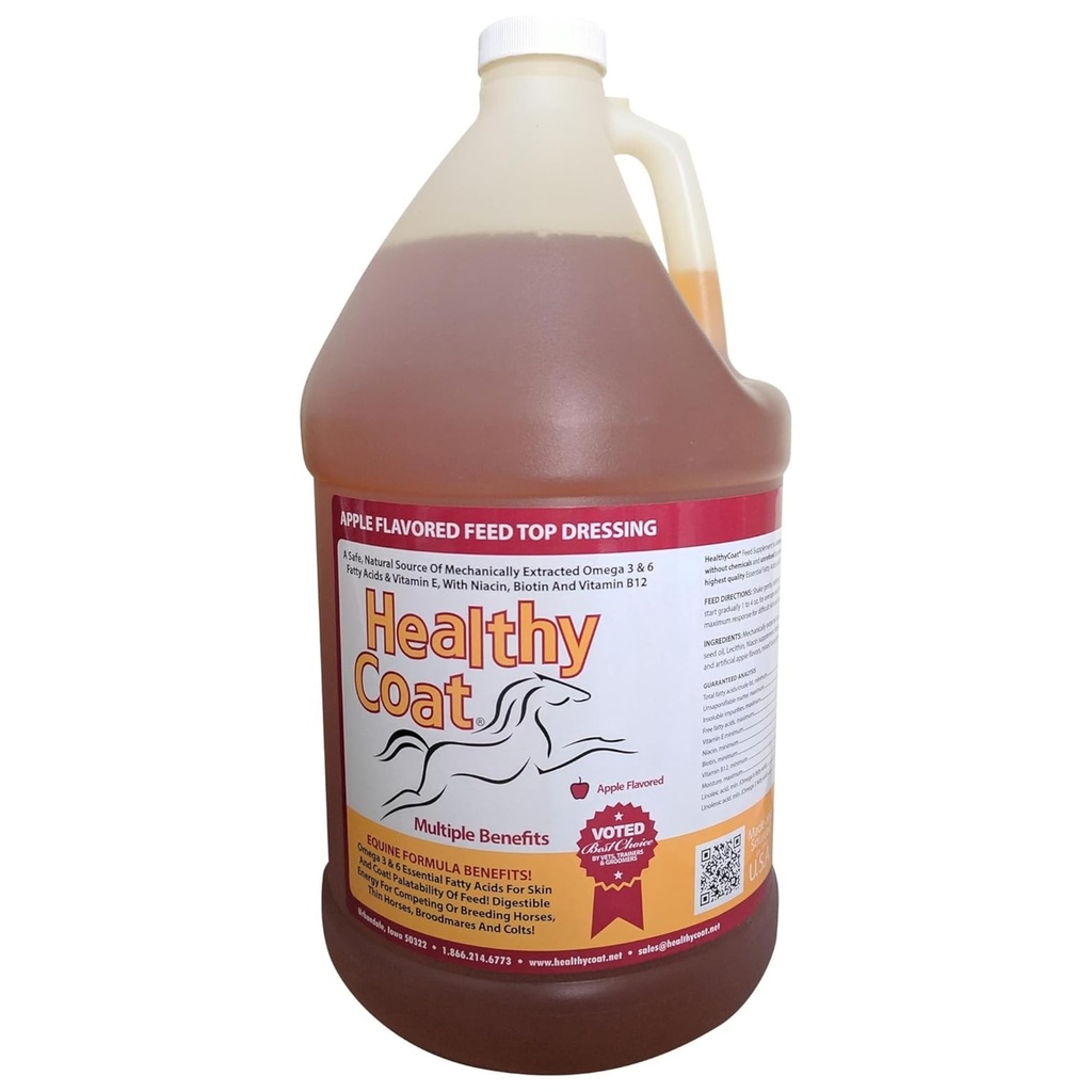 Healthy Coat Feed Supplement For Horses: Gallon. Skin, Coat, Body Condition, Performance, Allergies, Immune System, Hoof, Joint, Omega 3 & 6 Fatty Acids.