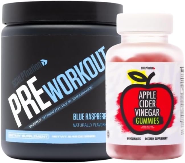 Sculpt Nation by V Shred Pre Workout Blue Raspberry and Apple Cider Vinegar Gummies Bundle