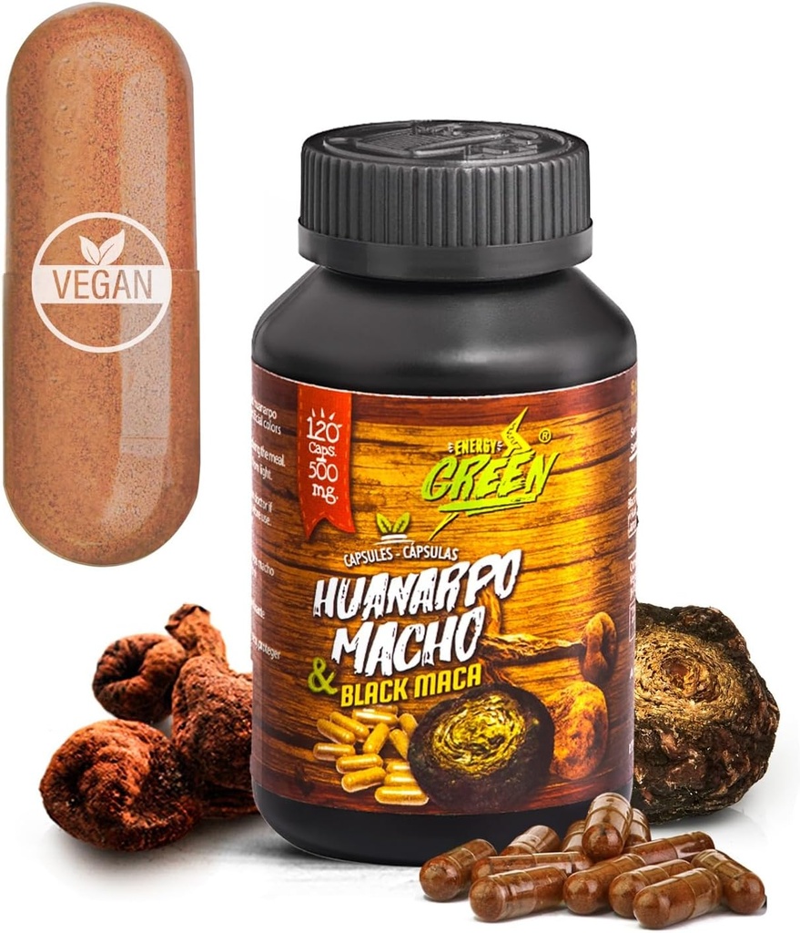 Black Maca Root and Huanarpo Macho Capsules l 100% Natural Energizer and Booster l Immune Support for Men (1500mg per Serving) l Male Health supplenent l   Andes