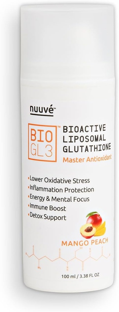 BIOGL3 Bioactive Liposomal Glutathione 446mg. Ultra Potent Pure Patented in airless Dispenser. Fast Absorption, Lowers oxidative Stress and Inflammation. +Energy, Detox, Immune Boost, Focus