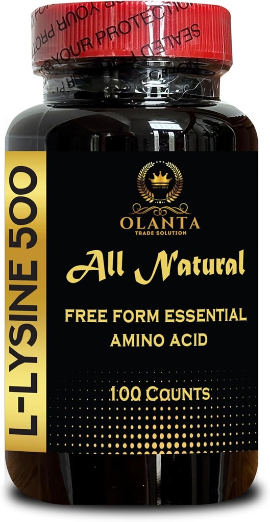 L-LYSINE Supplement Amino ACIDS - Promotes Integrity of Skin and Lips, Essential Amino Acid, Pure Active L-Lysine for Immune Health, Lysine Supplement - 1 Bottle 100 Counts