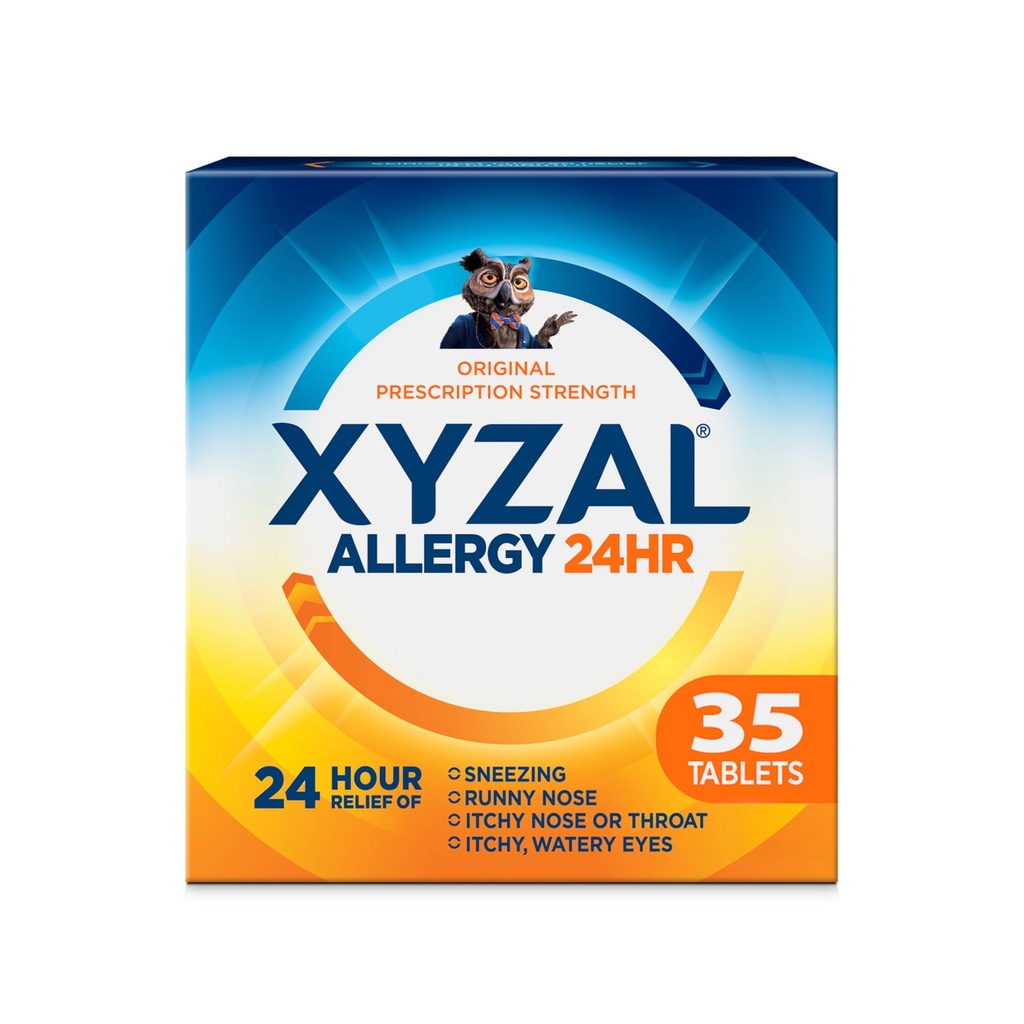 Xyzal 24 Hour Allergy Relief Medicine, Original Prescription Strength Antihistamine, Levocetirizine Dihydrochloride Tablets, 5 mg, 35 Count
