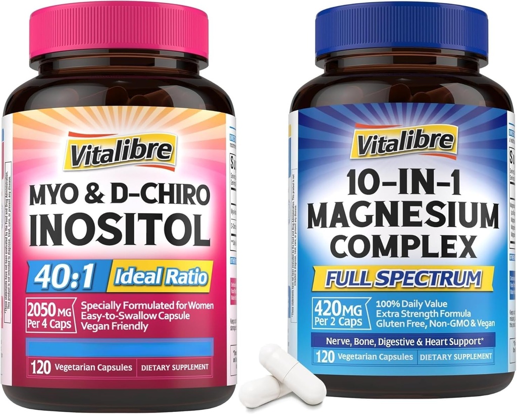Inositol Supplement 120 Capsules & 10 in 1 Magnesium Complex 120 Capsules