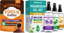 Venture Pal Mushroom Coffee & Magnesium Oil Spray Bundle: 12 in 1 Coffee with Ashwagandha for Focus & Immunity + 3 Packs Pure Magnesium Spray for Relaxation, Sleep & Muscle Relief - 40 Servings