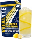 Vitalyte Electrolyte Powder Drink Mix, Isotonic Electrolyte Hydration Mix, Gluten Free Post Workout Powder Mix, Pack of 1, 35 oz., Lemon Flavor