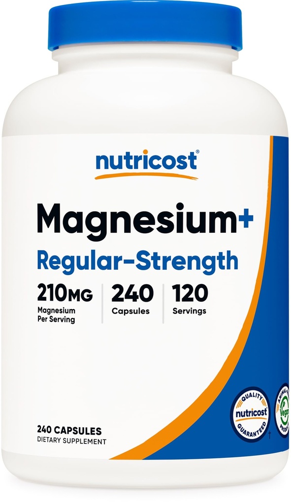 Nutricost Magnesium+ Regular Strength (210mg) 240 Capsules, 120 Servings