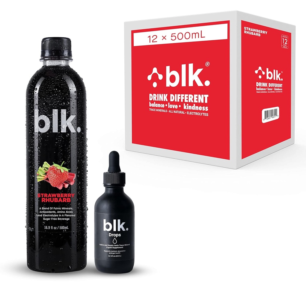 12ct Strawberry Rhubarb and 1ct Concentrated blk. Drops and Bioavailable Fulvic & Humic Acid Over 77 Trace Minerals Helps Repair & Restore Cells & Essential Minerals in Your Body