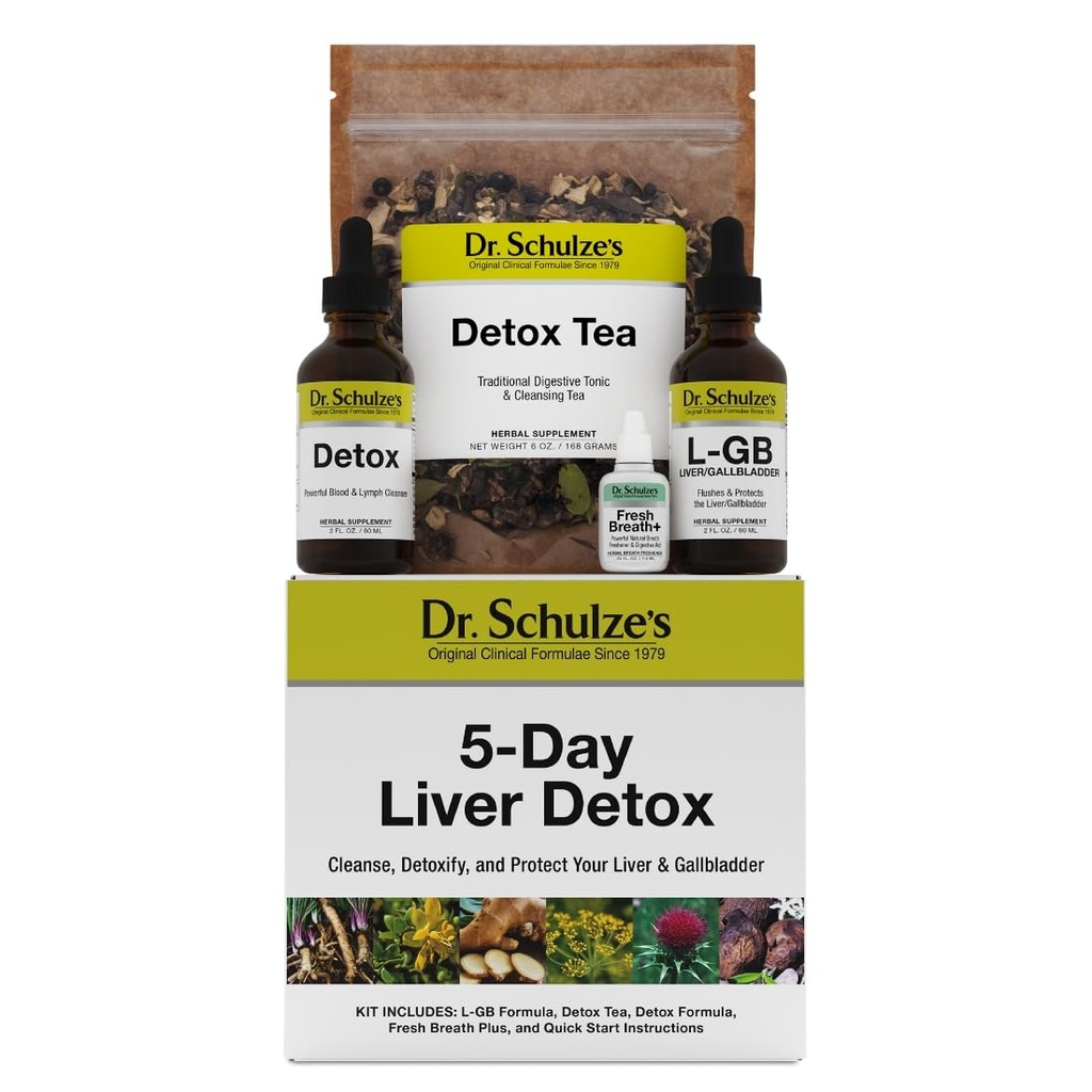 Dr. Schulze's 5-Day Liver Detox - 5-Day Liver Cleanse Kit - Supports Healthy Digestion & Energy - Gallbladder Cleanse - Plant-Based Ingredients - Gluten-Free & Vegan