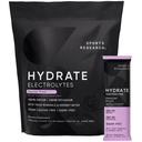 Sports Research Hydrate Electrolytes Powder Packets - Sugar-Free & Naturally Flavored with Vitamins, Minerals, and Coconut Water - Supports Hydration - 16 Packets - Passion Fruit