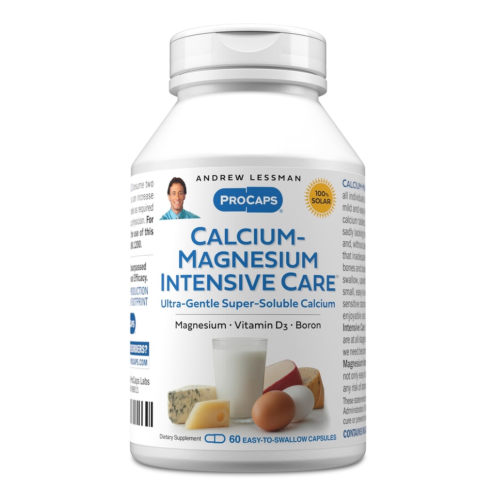ANDREW LESSMAN Calcium Magnesium Intensive Care 60 Capsules - Bone and Skeleton Health Essentials. Easy to Swallow Capsules, Super Soluble Fine Powder. Gentle to Even The Most Sensitive Stomachs