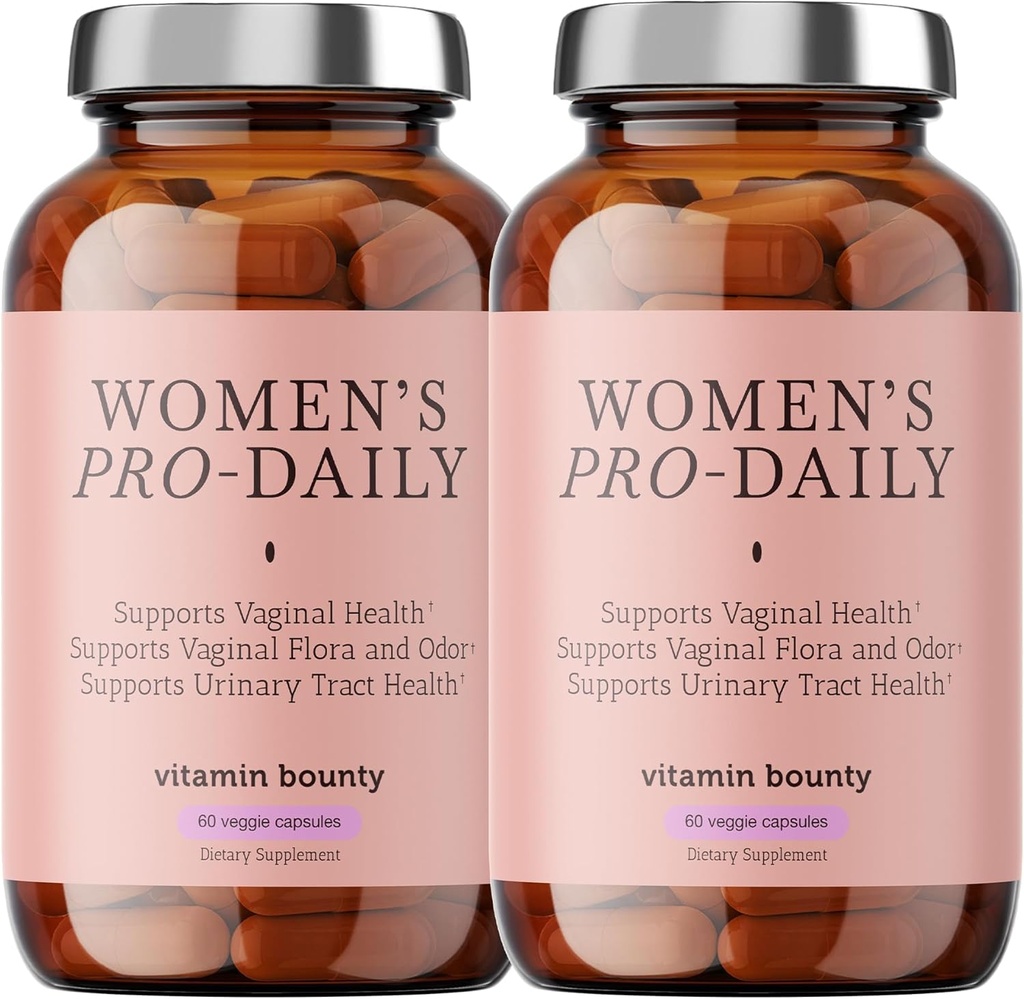 Vitamin Bounty Women's Pro-Daily Probiotic - Supports Vaginal, Digestive & pH Balance, 10 Billion CFUs, 5 Strains + Cranberry - 2 Pack of 60 Capsules