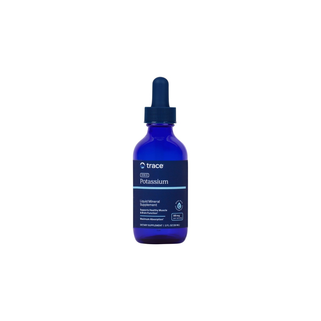 Trace Minerals Ionic Potassium - Liquid Potassium Supplement for Healthy Brain & Muscle Function - Nerve Support - Easy Absorption - Vegan - Non-GMO - Unflavored - 2 fl oz (32 Servings)