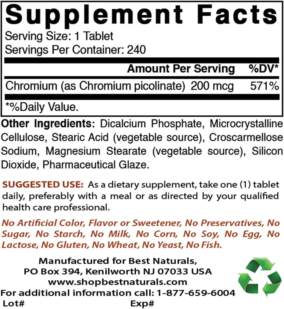 Chromium Picolinate 200 mcg & Vitamin C 1000 mg