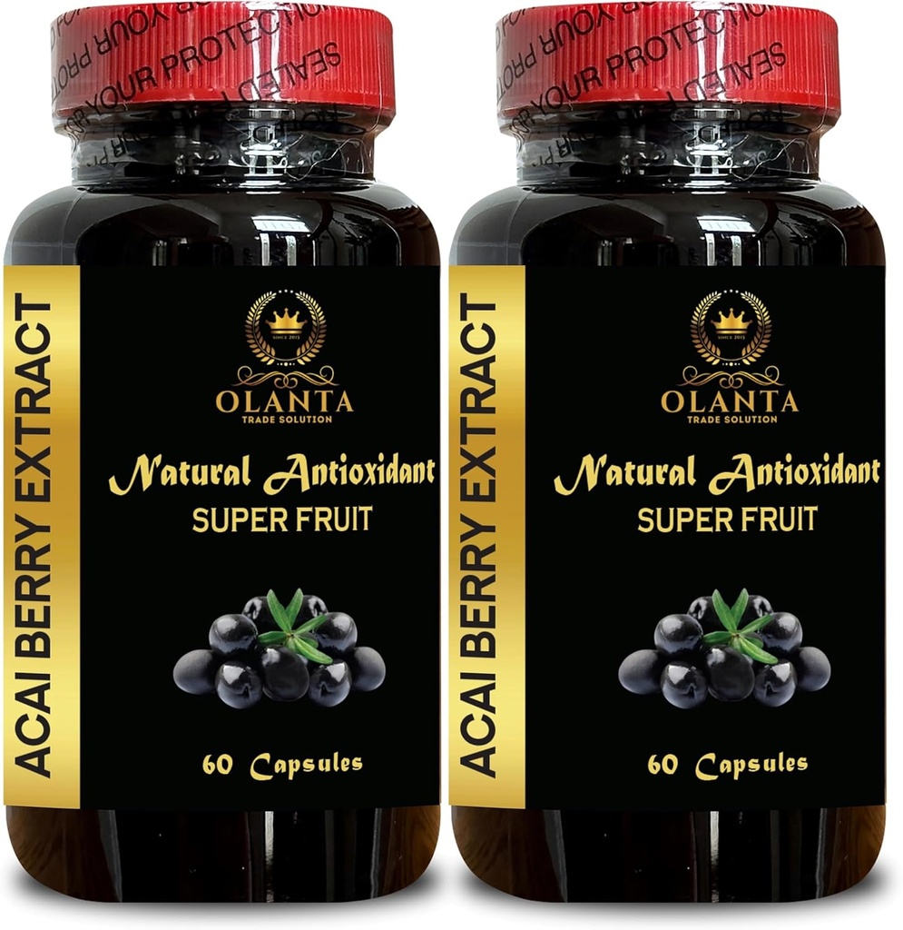 ACAI Berry Extract - Premium Organic Acai Berry Supplement, Acai Berry Energy, Natural Antioxidant Support, Superfood Wellness Formula - 2 Bottles 120 Capsules