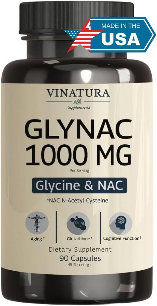 VINATURA GLYNAC Supplement 1000MG - Glycine & NAC Supplement - 90 Capsules