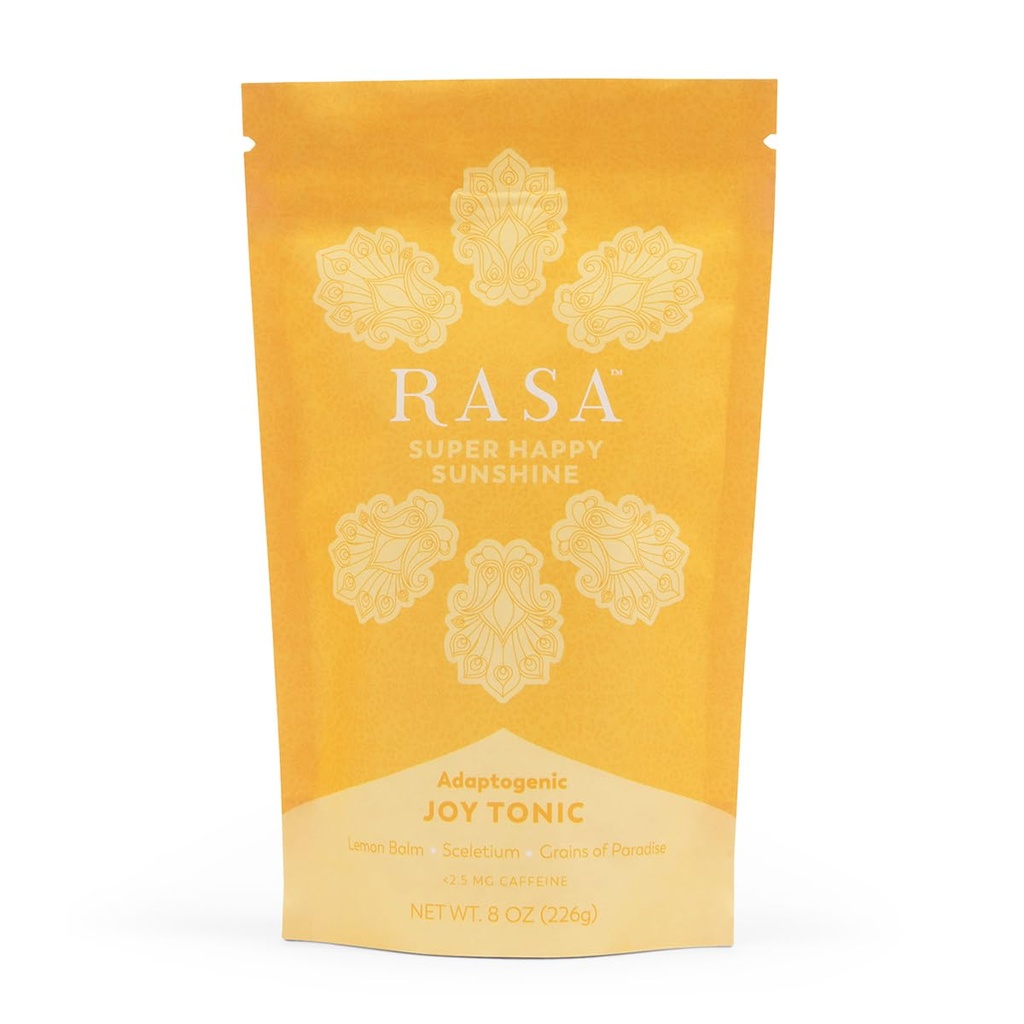 Rasa Super Happy Sunshine – Adaptogenic Mushroom Mood Booster | Lemon Tea Joy Tonic with Sceletium | Vegan, Keto, Ayurveda Wellness Tonic (8 oz / 30 Servings)