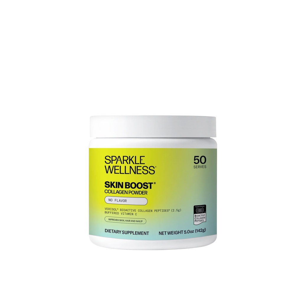 Sparkle Wellness VERISOL Bioactive Hydrolyzed Collagen Peptides | Collagen Powder Supplement with Vitamin C for Skin, Hair & Nail Health | Skin Boost (No Flavor) [50-Serves]