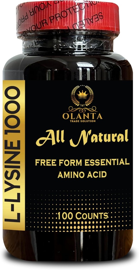 L-LYSINE 1000 mg Free Form Amino Acid Essential - Support for Athletes + Muscles, Amino Acid Supplement Supports Energy Formation, Lysine Supplement L-Lysine 1000mg - 1 Bottle 100 Counts