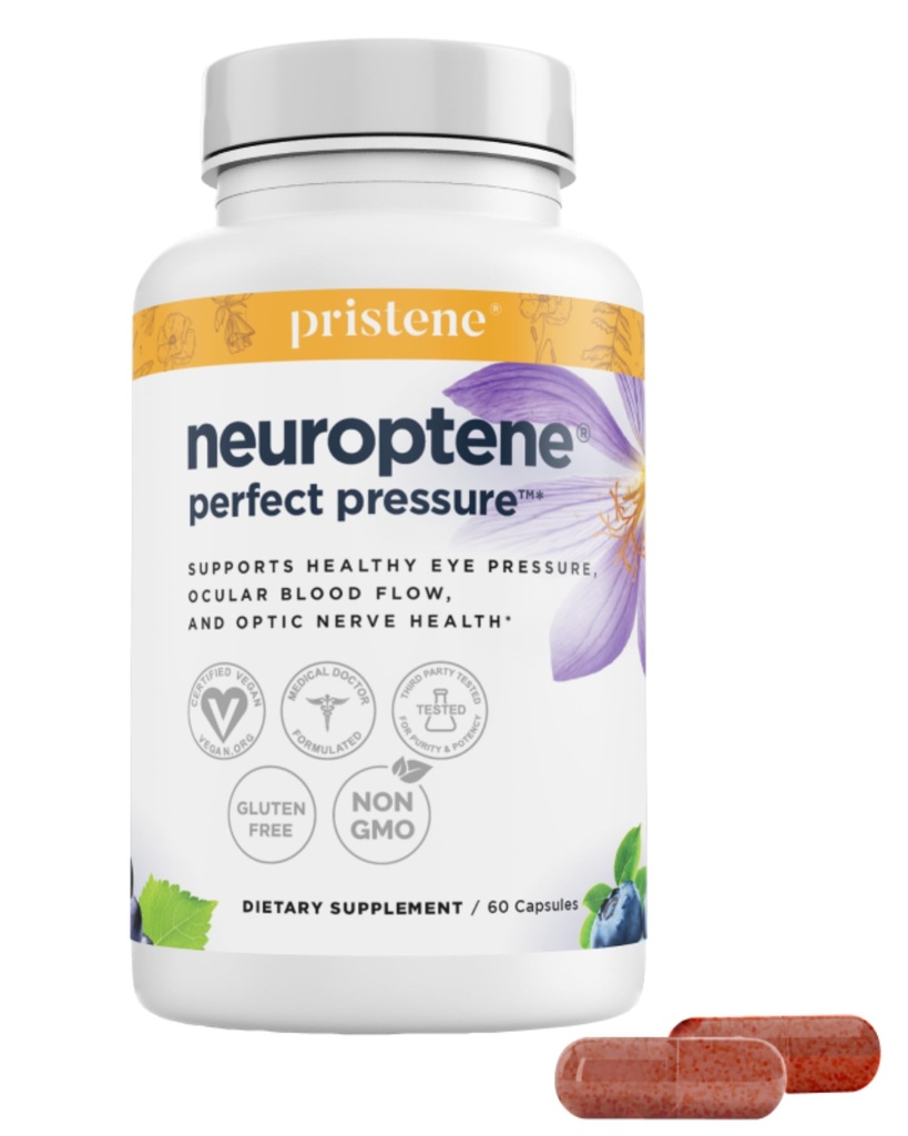 Bilberry Supplement for Eyes – Eye Vitamins with CoQ10, Niacinamide, Grape Seed Extract & Saffron – Supports Pressure & Optic Nerve Health – Neuroptene 60 Capsules