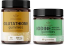 HERBAMAMA Glutathione and Iodine Kit - Bundle of 500 mg Reduced L-Glutathione & Potassium Iodine Gummies - Vegan, Non-GMO, Gelatin-Free - 2 Pack