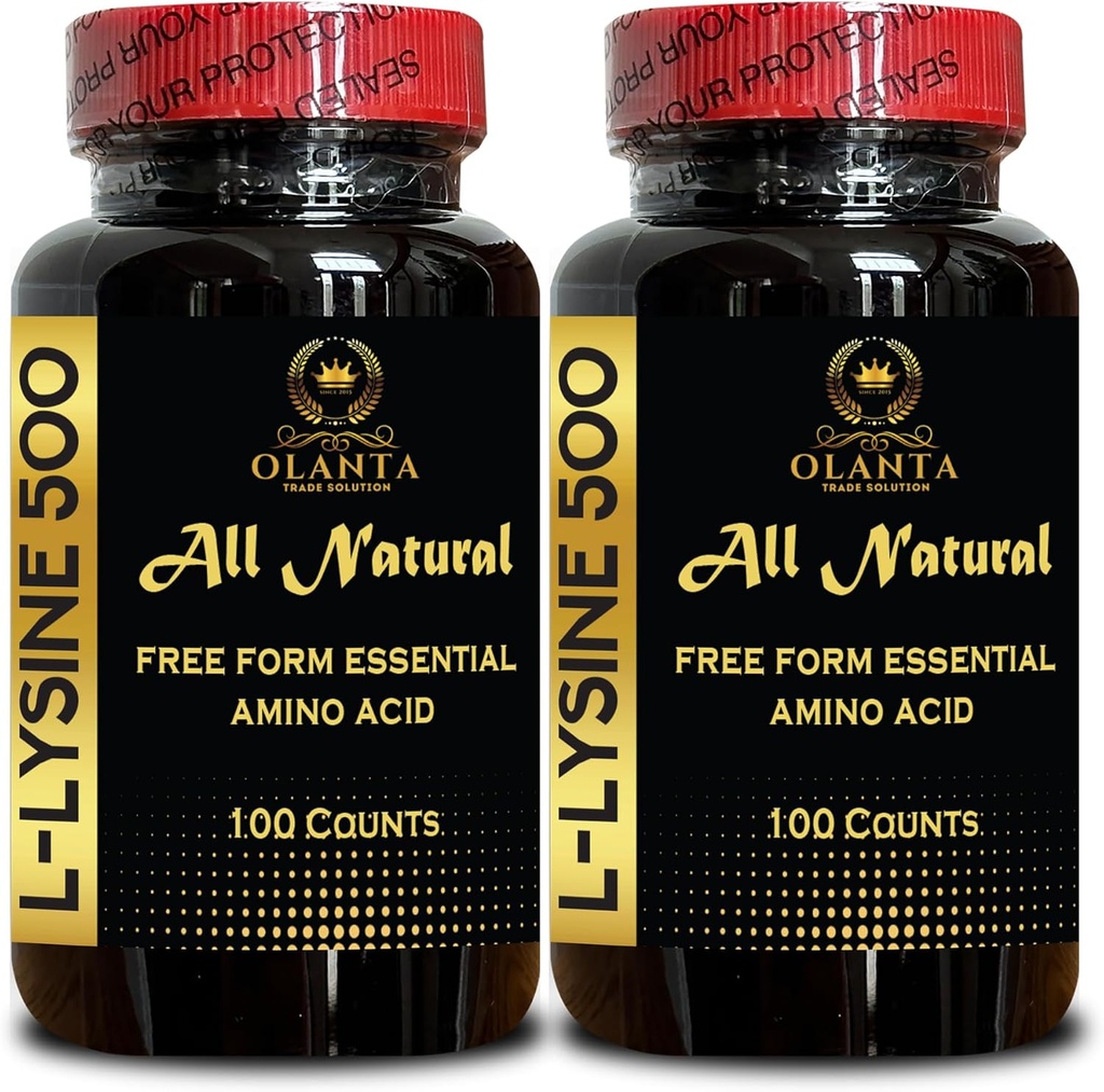 L-LYSINE Supplement Amino ACIDS - Calcium Metabolism, Balanced Wellness, Essential Amino Acid Supplement for Immune Support, L-Lysine 500mg - 2 Bottles 200 Counts