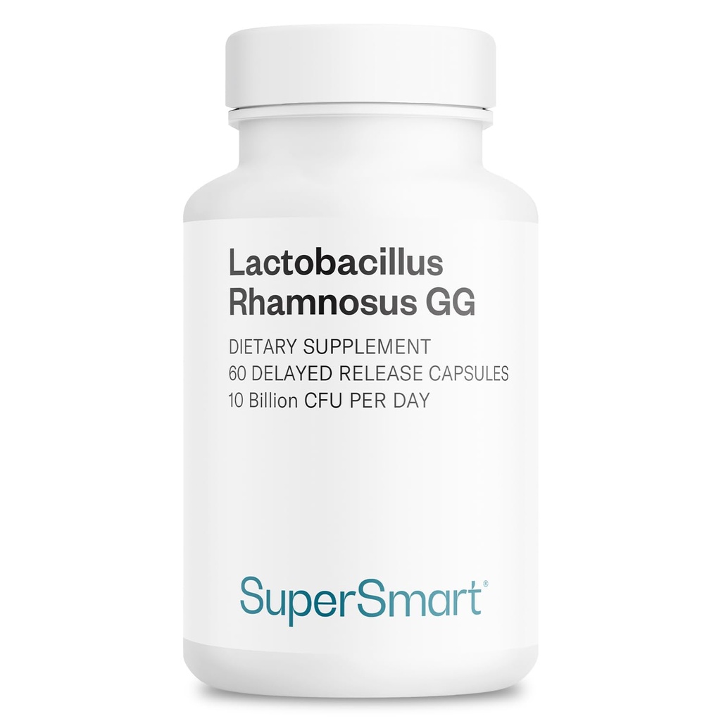 Supersmart Lactobacillus Rhamnosus GG 10 Billion CFU per Day (LGG Probiotic with Inulin) - L. Rhamnosus Supplement | Non-GMO & Gluten Free - 60 DR Capsules
