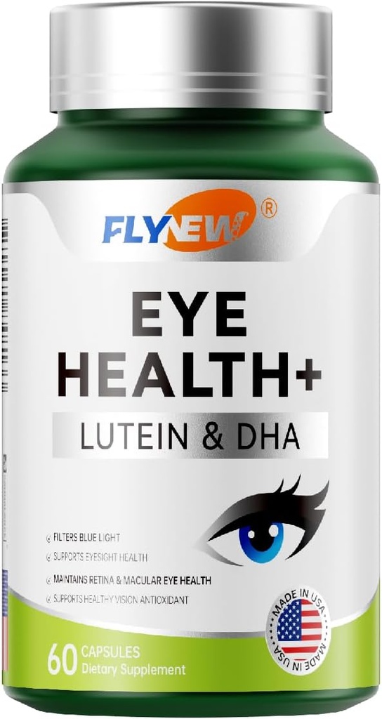 Eye Health Supplement, Eye Care with Lutein& DHA, Anthocyanin Rich Blueberry Extract, Zeaxanthin from Marigold Flower Extract丨Made in USA 60 Capsules