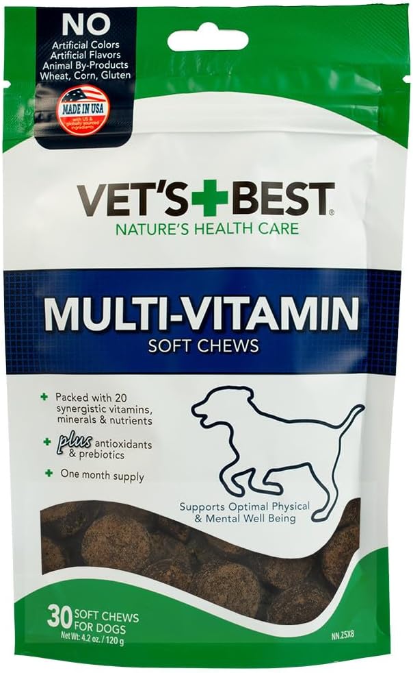 Vet's Best Multi-Vitamin Soft Chew Dog Supplements - Vitamins for Dogs - Supports Dogs Physical and Mental Health - 30 Day Supply