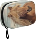 Fustylead Beautiful Brown Horse with Long Mane Pill Organizer Case with Zipper 2 Times A Day for Vitamin and Supplement, 7 Day Travel Organizer Medicine Case