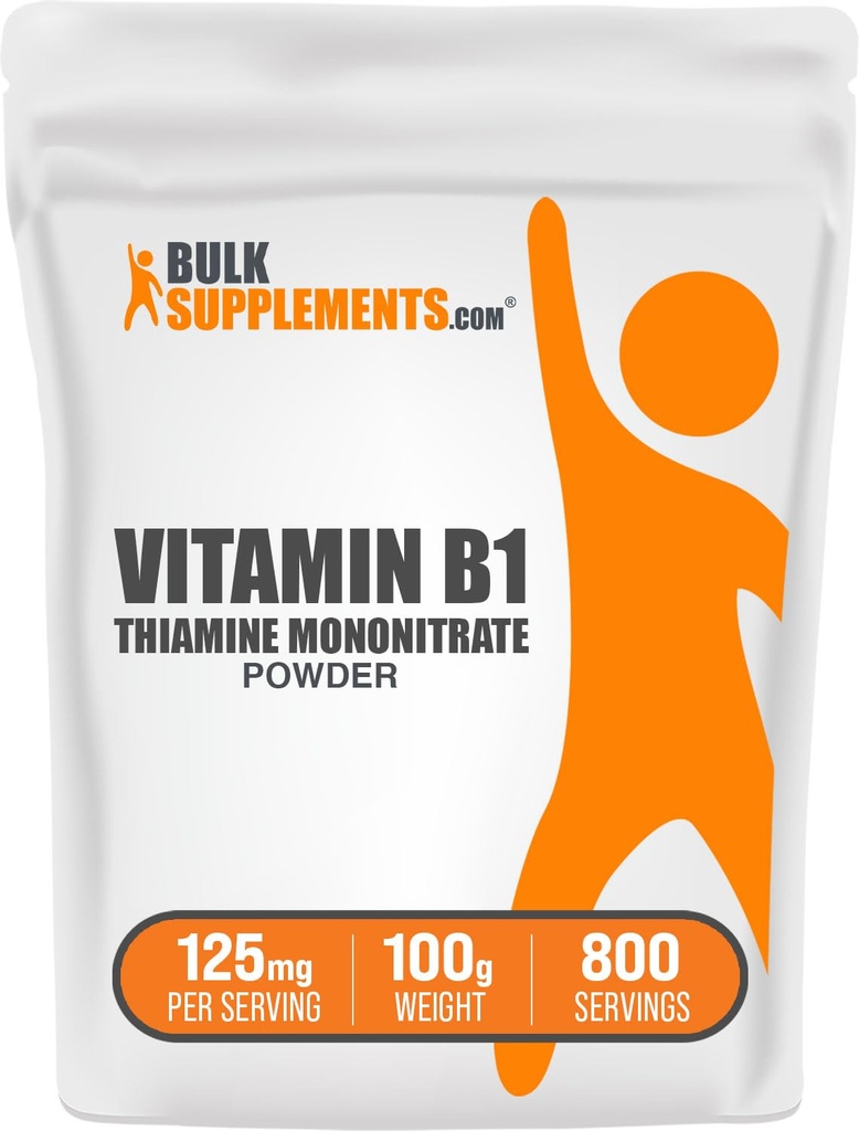 BulkSupplements.com Thiamine Mononitrate Powder - Vitamin B1 Powder, Thiamine B1 Supplement - B1 Vitamins, Gluten Free, 125mg per Serving, 100g (3.5 oz) (Pack of 1)