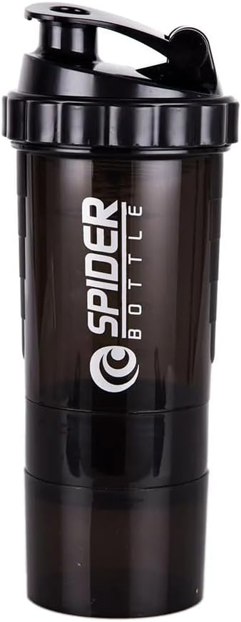 5 In 1 Protein Shaker Bottle - Professional Series Shaker Bottle for Protein Shakes And Pre Workout Gym Bottle,With Powder Storage,Pill Tray,Mixing Ball,Shakes Cup (black)