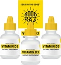 Vitamin D Drops Adult - Water-Soluble Liquid D3 Drops - Potent Vitamin D Liquid Drops - No Stir, Non-GMO, Kosher - D3 Liquid to Add to Drink Or Food, Flavorless - 12-Month Supply (3)