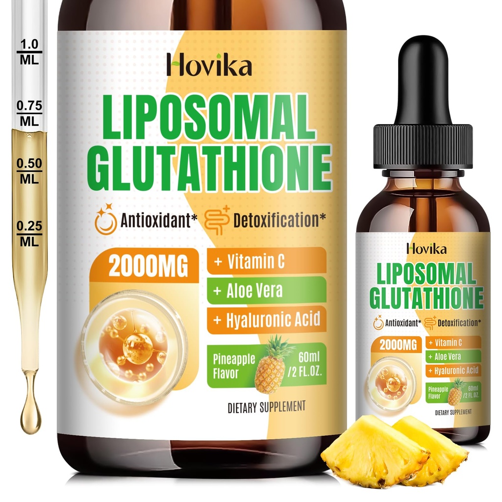 Liposomal Glutathione Supplement 2000mg, Liquid Glutathione Drops with Vitamin C, Master Antioxidants for Immune System, Aging Defense, Skin Health, Liver Detox -Superior Absorption, Pineapple 2 Fl Oz