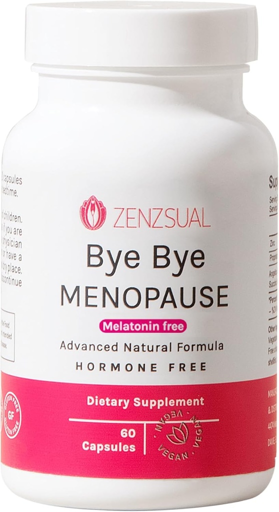 ZENZSUAL Bye Bye Menopause Supplements for Women – Natural Menopause Support for Hot Flashes, Night Sweats, Mood Swings & Hormone Balance – Melatonin-Free, Vegan, Estrogen-Free Formula – 60 Capsules
