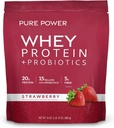 Dr. Mercola Pure Power Whey Protein + Probiotics - Supports Muscle Recovery & Digestive Health - Pasture-Raised Whey - MCTs & Fiber - Vanilla - 31 oz (22 Servings) - Strawberry