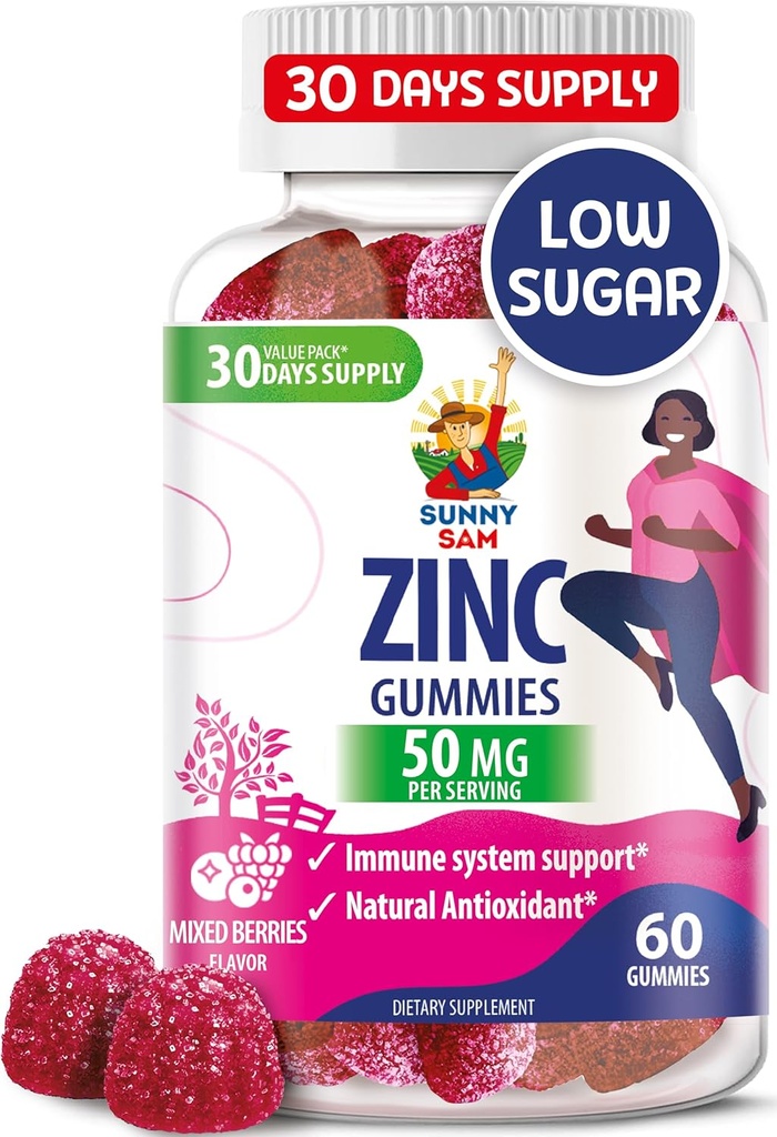 Zinc Gummies for Adults - Zinc Chewable Gummy for Immune Support - Powerful Natural Antioxidant Non-GMO Supplement for Children Men Woman Adults